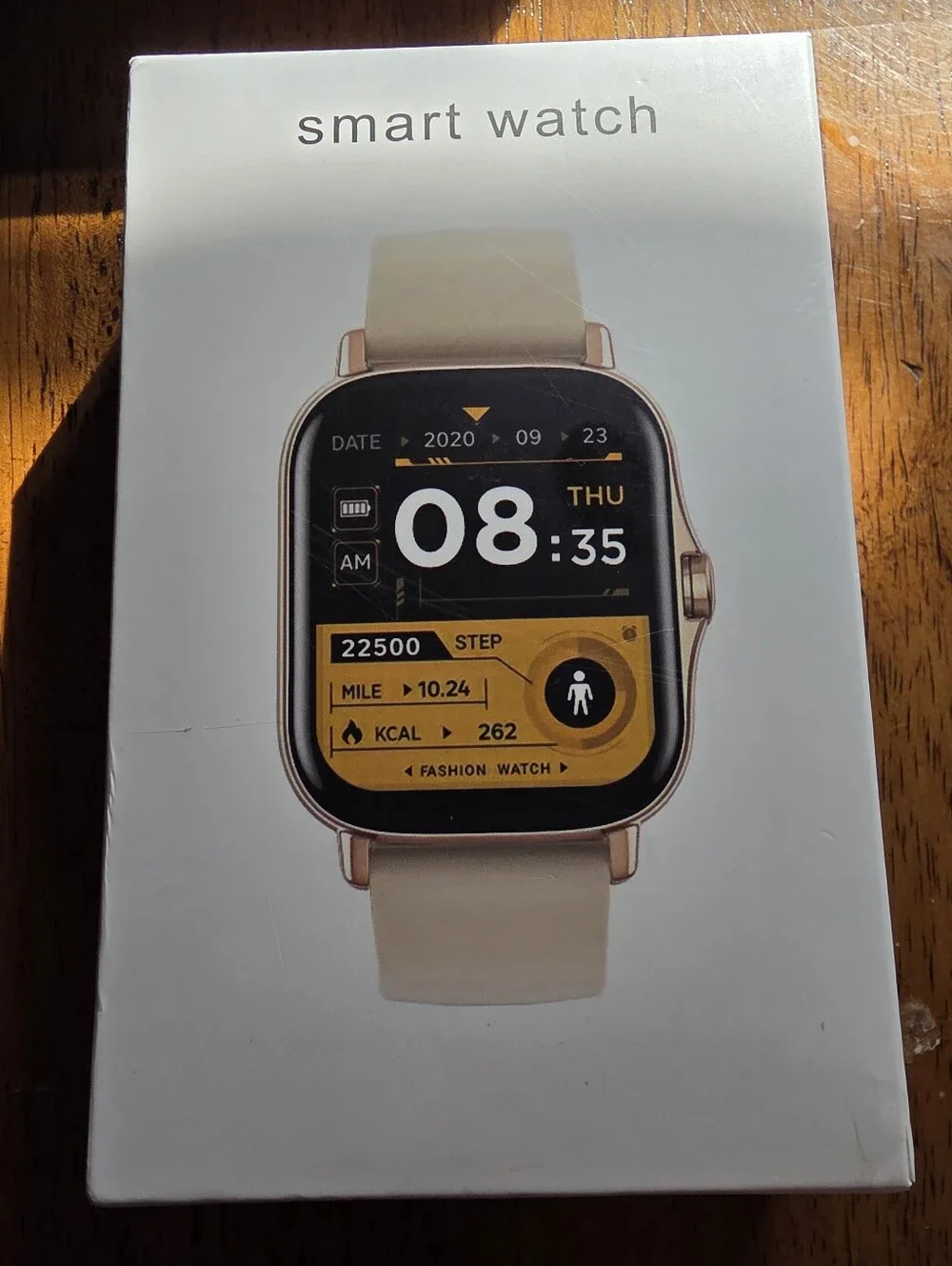 Smart Watch - Beige Strap Fitness Tracker